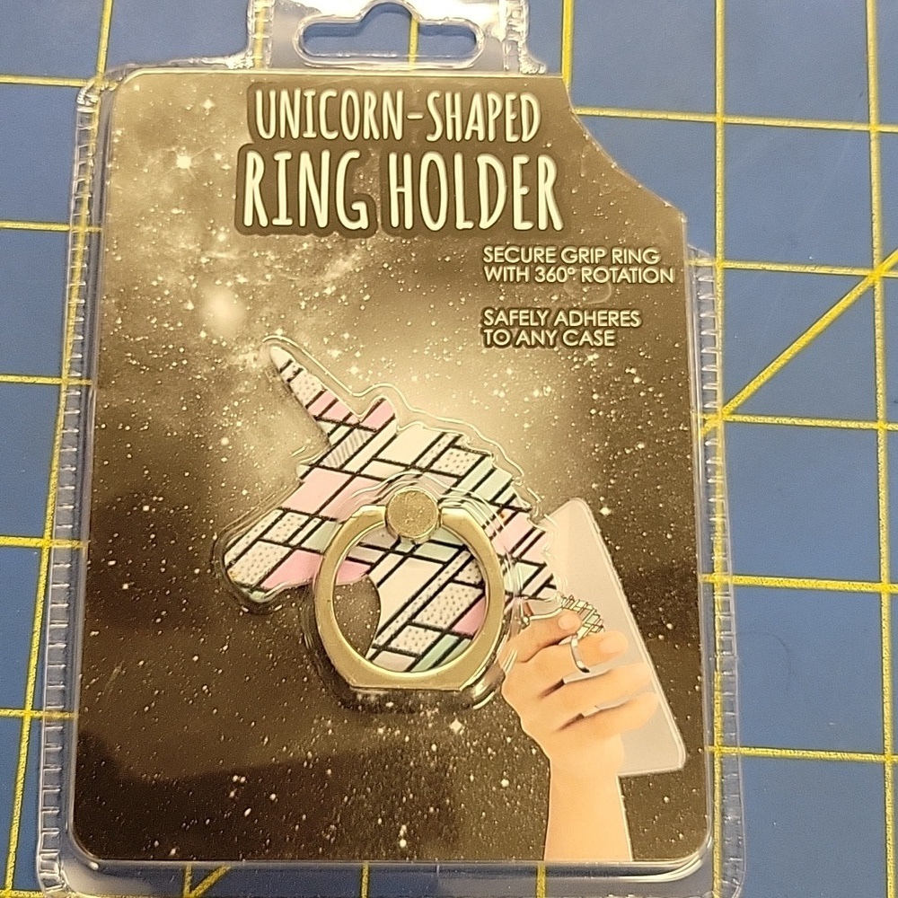 Unicorn Ring Holder Silver w Pastel Colors Rotates 360°